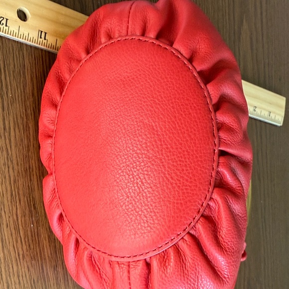 Madewell Red Leather Hobo Bag with Gold Handle - Picture 7 of 11